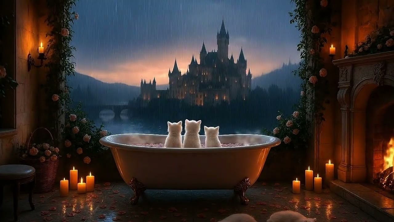 [ASMR] 🌧️🏰🐱 3 Jam Suara Hujan di Kastil Fantasi  Tidur Nyenyak, Belajar, Fokus, Meditasi