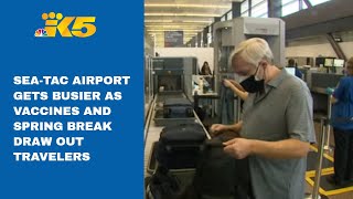 Sea-Tac Airport gets busier as travelers credit vaccines and Spring Break as reasons to fly