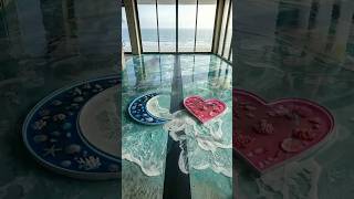 Moon vs Heart Epoxy Floor Battle... The Wave Reveal Is INSANE! #epoxy #oceanepoxy #shorts