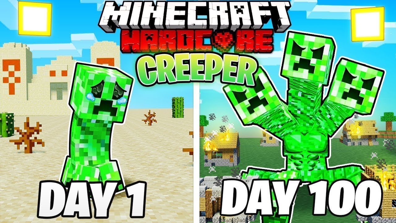 I Survived 100 DAYS as a CREEPER in HARDCORE Minecraft Angry Op