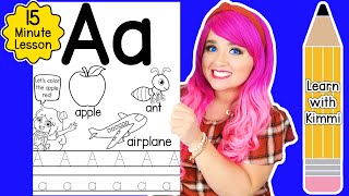 Letter A Color Trace Worksheet Lesson and Tutorial Learn with Kimmi The Clown ABC Coloring Book