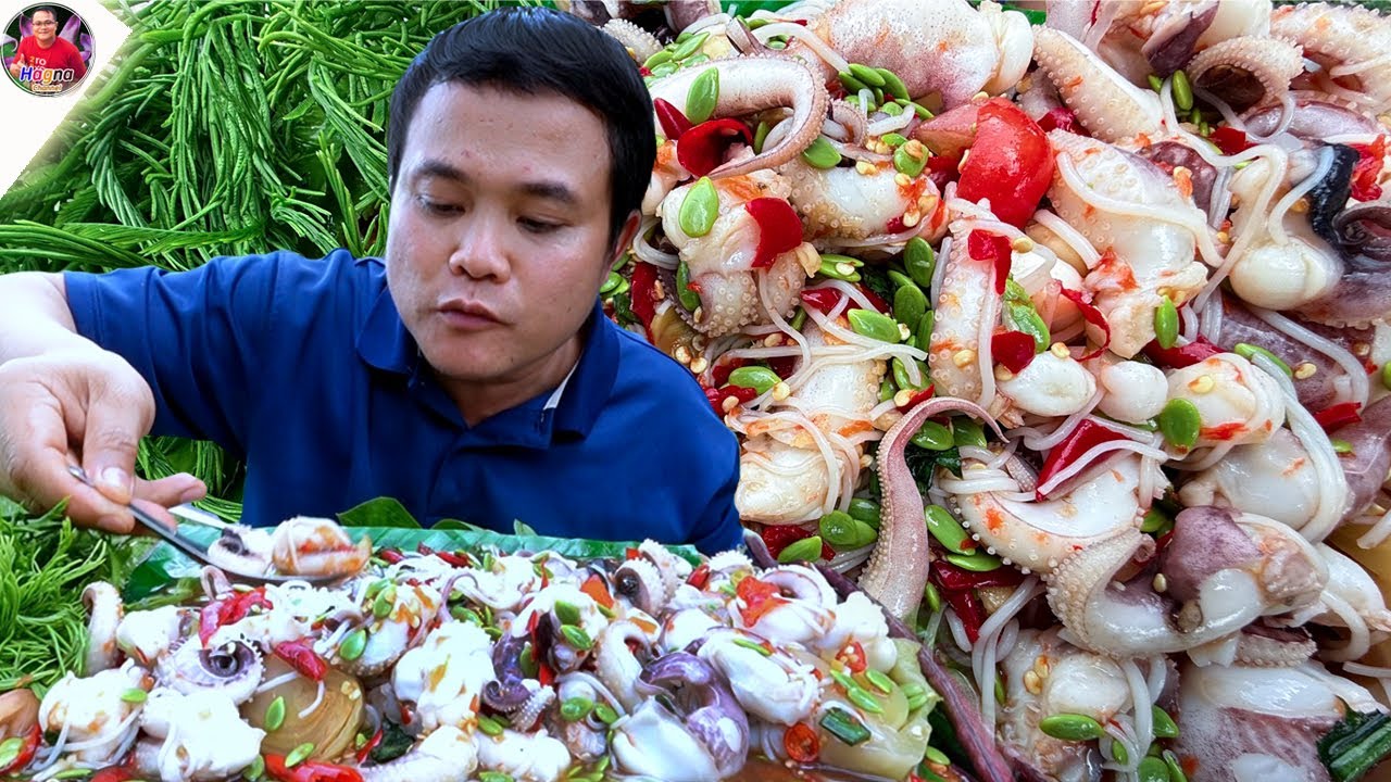 ตำซั่วหนวดหมึกกรอบๆ หมุนติ้วๆ โรยเม็ดกระถินแกล้มผักขาแซ่บจ้วดเข้ากันคัก