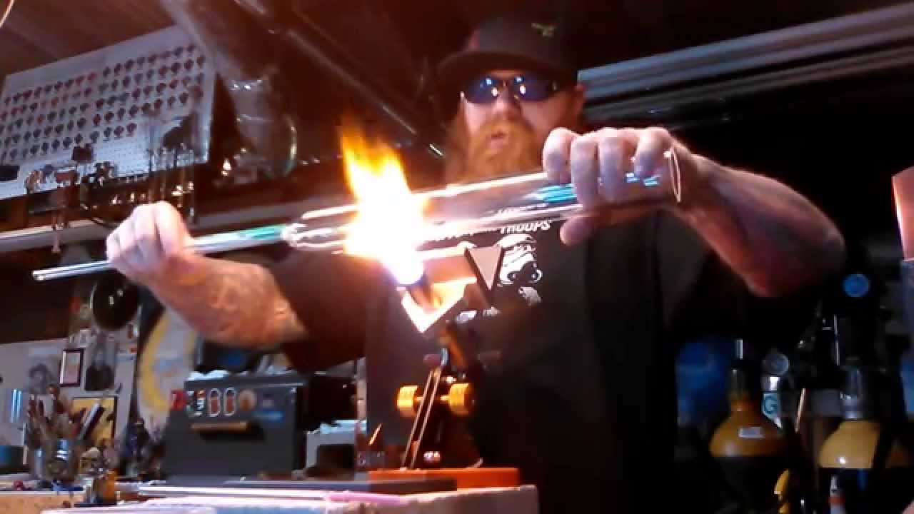 Using a V-necking tool to pop glass in 2.