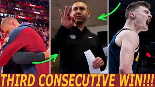 Nikola Jokic & Denver Nuggets team Locker Room CELEBRATION after THIRD CONSECUTIVE WIN over ROCKETS