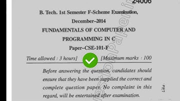 Mdu BTech 1st Sem Computer Fundamental & Programming Question Paper 2014 #MduQuestionPaper