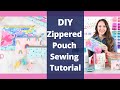 EASY How to SEW a LINED Zipper POUCH Beginner Project | Sweet Red Poppy