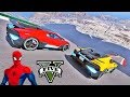 CARROS com Homem Aranha e Super Heróis! Pista de Saltos na Montanha - GTA V Mods - IR GAMES