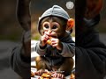 قرد صغير كيوت يأكل دجاج مشوي بشهية رهيبة قرد كيوت Shorts Monkeybaby Monkeylove