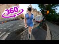 Vr 360 sunset cute girl central park nyc walking  3d virtual reality