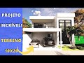 ✅PLANTA DE CASA EM L TIPO SOBRADO MODERNO COM 4 QUARTOS CLOSET E PISCINA PARA TERRENO 10X20