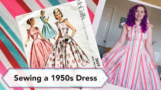 Sewing a Neon Striped 1950s party dress | Vintage sewing project + sew with me