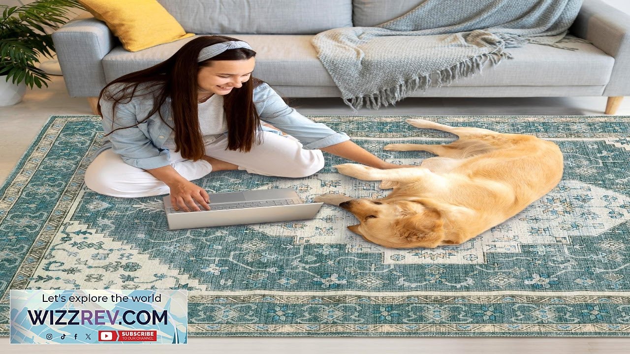 Ковёр Garvee Vintage Medallion Print 9x12, традиционный моющийся ковер в стиле бохо