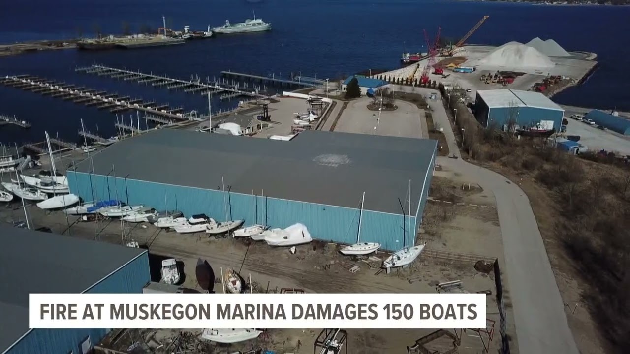Drone video shows roof damage after fire causes 'millions' in damage at marina