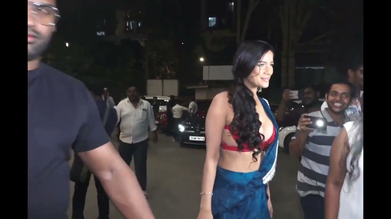 POONAM PANDEY Looks Stunning in Blue Saree at Iwmbuzz Media Network Event 