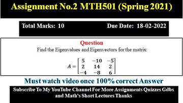 Mth501Assignment No.2 |Solution Fall2021_22|100% Correct Solution||MTH501 ASSIGNMENT NO.2 SOLUTION|