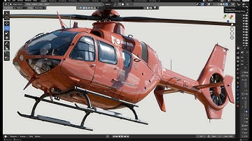 Helicopter modeling process. (Airbus H-135). Blender timelape.