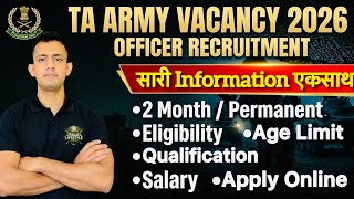 Ta Army Officer Vacancy 2026  Ta Army Bharti 2026  Ta Army Officer Recruitment 2026 