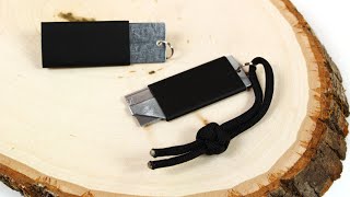 Mini Utility Knife and Box Cutter in Matte Black and Brushed Aluminum