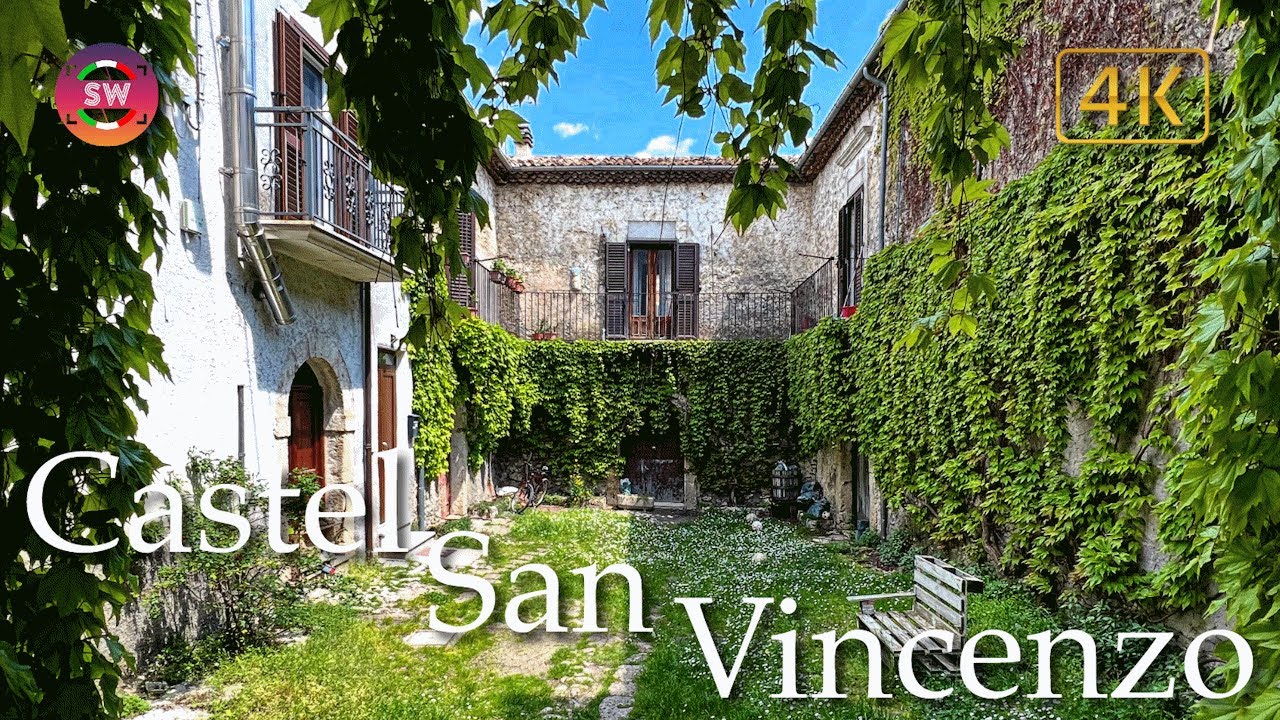 Castel San Vincenzo (Molise), Italy【Walking Tour】History in Subtitles - 4K