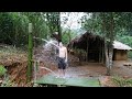 Primiitve Skills Upgrading Water Systems(new water line) make water shower by bamboo, outdoor shower