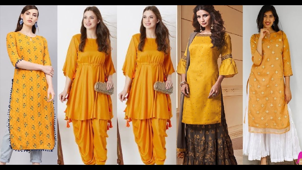 Yellow And White Color Combination Party Wear Kurti Set :: ANOKHI FASHION