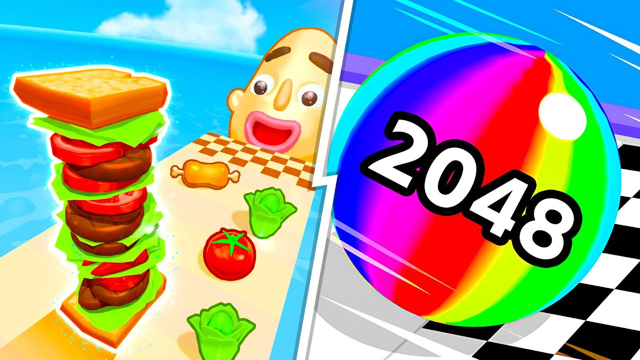 Sandwich Runner vs Ball Run 2048 🍔🔢 Satisfying Gameplay Walkthrough Android iOS ZP4X