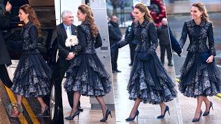 Catherine DAZZLES In A Breathtaking Floral Embroidered Ensemble & Pleated Skirt At Royal Engagement