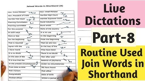 Routine Words Join Shorthand I part 8I live dictations of routine use join words