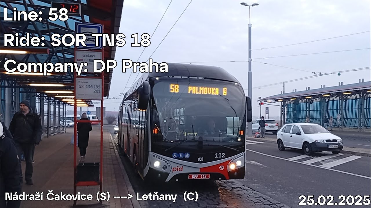 Line: 58 Ride: SOR TNS 18 Company: DP Praha to Letňany (C)