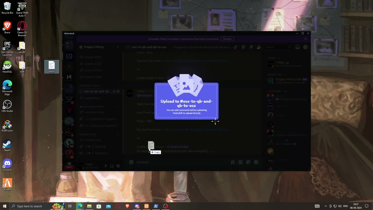 ( Fivem ) ESX to QBCore and Qbcore to ESX Discord Bot (30 €) only