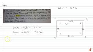 The Inner, Length, Breadth And Height Of An Open Box Are 95Cm, 75Cm And 97.5 Cm Respectivel...
