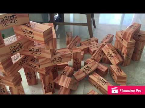 pyramid made of huge Jenga blocks