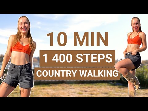 10 Min 1400 Steps Workout — Country walking dance workout, no jumps, no squats, Thanksgiving Special — indoor walking workout video
