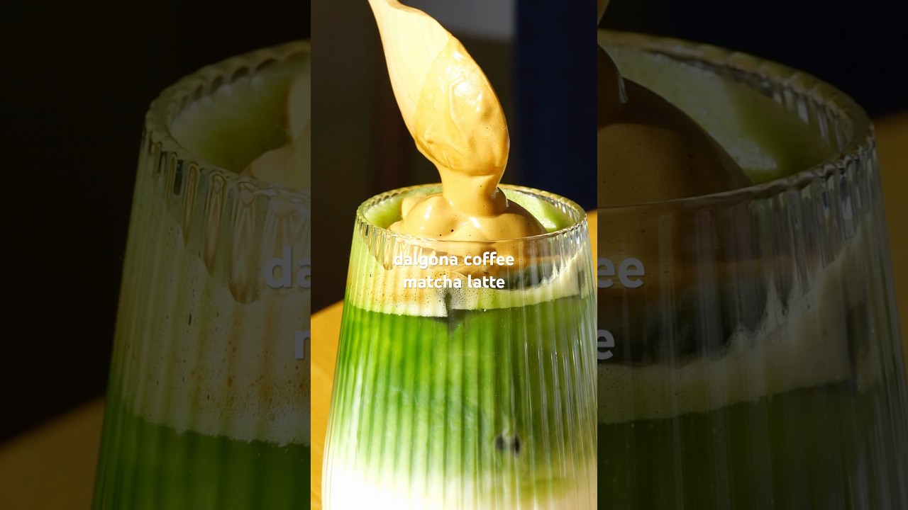 dalgona coffee matcha latte recipe ☕️🍵 