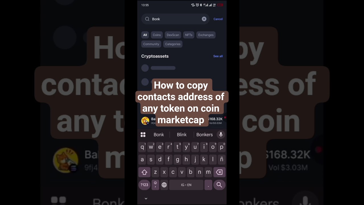 How to copy contacts address of any token on coin marketcap 