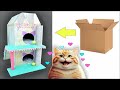 DIY How to make cardbord cat house from boxes