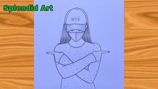 Bts army girl drawing-Easy and Simple