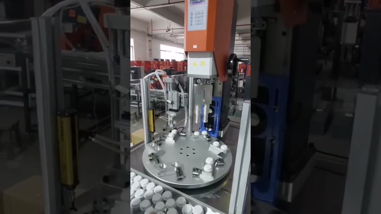 Semi auto rotary PVC top and base ultrasound welding fitting machine #machine #factory