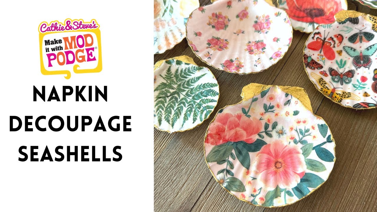 How To Napkin Decoupage Seashells 