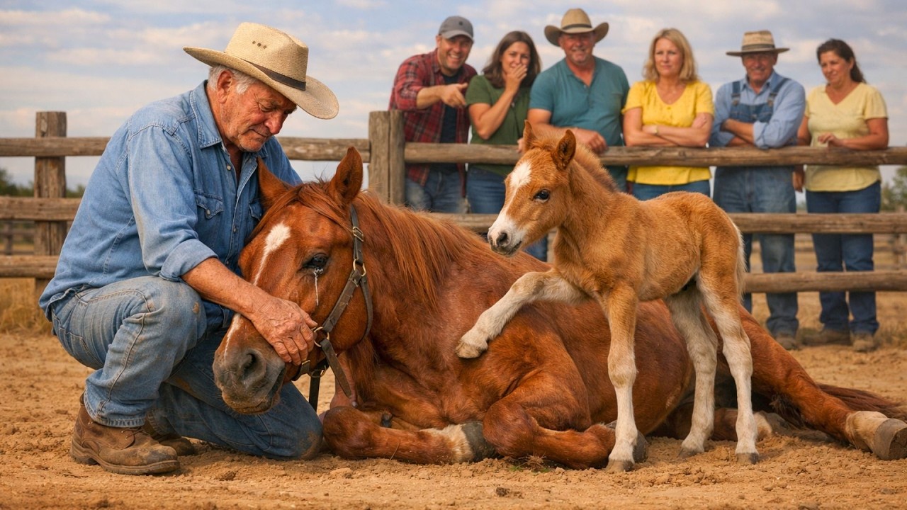 El FILHOTE IMPLORABA para que alguien salvara a su madre… hasta que apareció el granjero pobre…