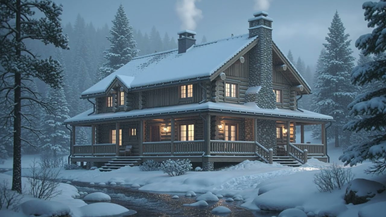 Deep Winter Forest Cabin at Night | Cozy Snow Ambience for Sleep, Stress Relief & Focus