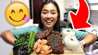 My Girlfriend Cooked For My Whole Family | Sous Vide Steak | Fried Shrimp
