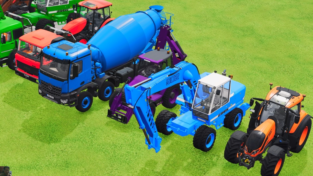 TRANSPORTING EXCAVATOR MIXER TRUCK TRACTORs Backhoe loaders with truck in Game FARMING SIMULATOR 22