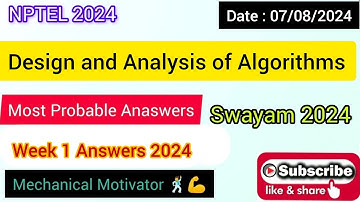 Design and Analysis of Algorithms | Week 1 Quiz | Assignment 1 Solution | NPTEL | SWAYAM 2024