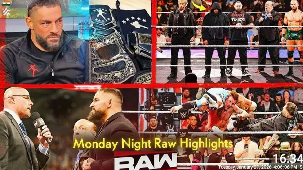 WWE Monday Night Raw: Aj Styles Vs CM Punk Match & Highlights! 