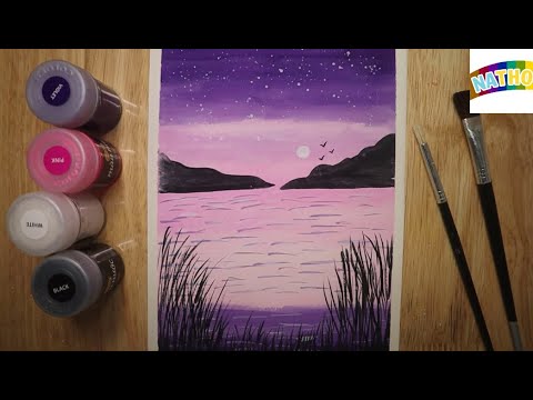 14 Vẽ tranh phong cảnh đơn giản với màu nước và giấy A5 thông thường.|  NATHO Channel✓ - YouTube