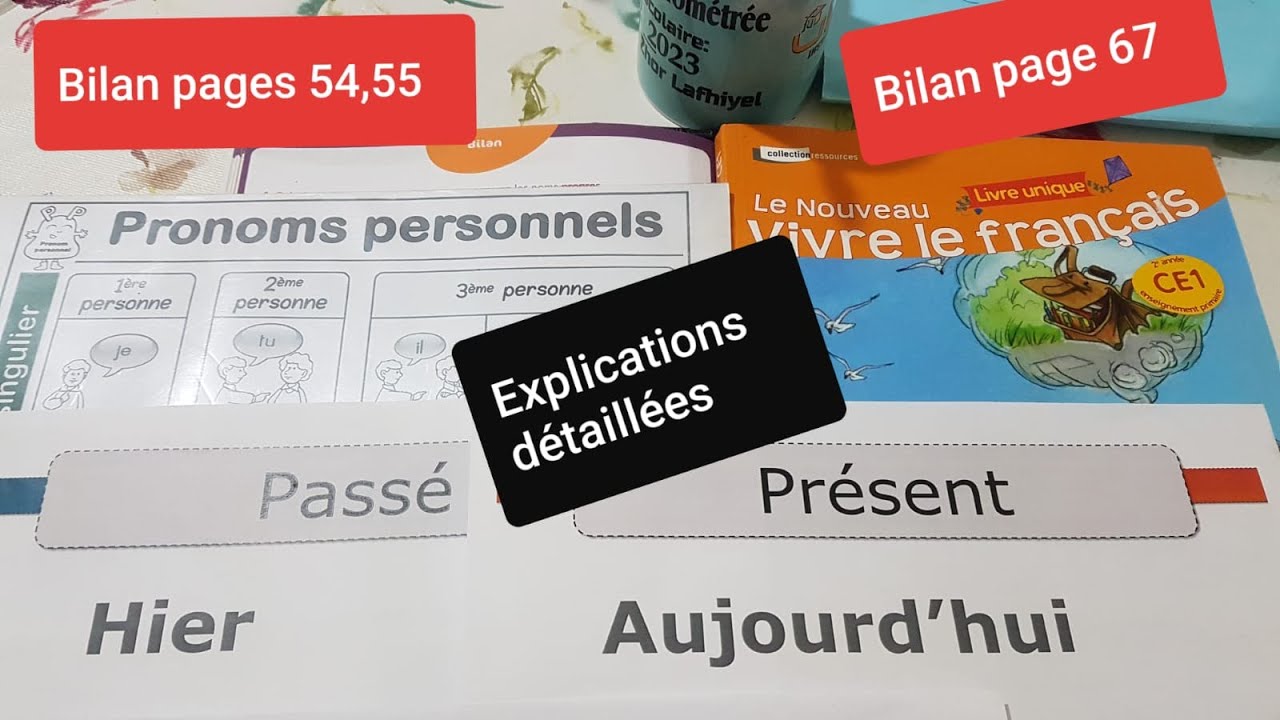 Bilans bien expliqués pages 54,55 et 67 Le nouveau vivre le français CE1