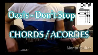 Oasis - Don't Stop... GUITAR CHORDS / GUITARRA ACORDES / Cover Tutorial