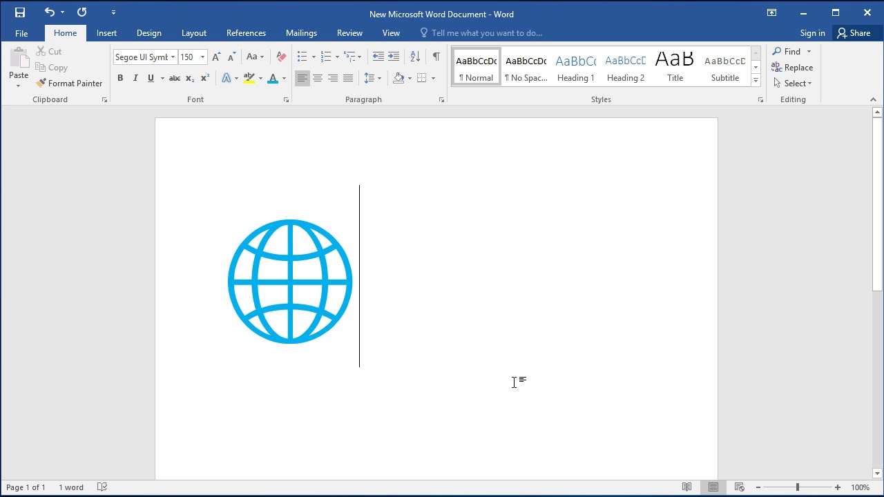How To Type Globe With Meridians Symbol In Word Youtube