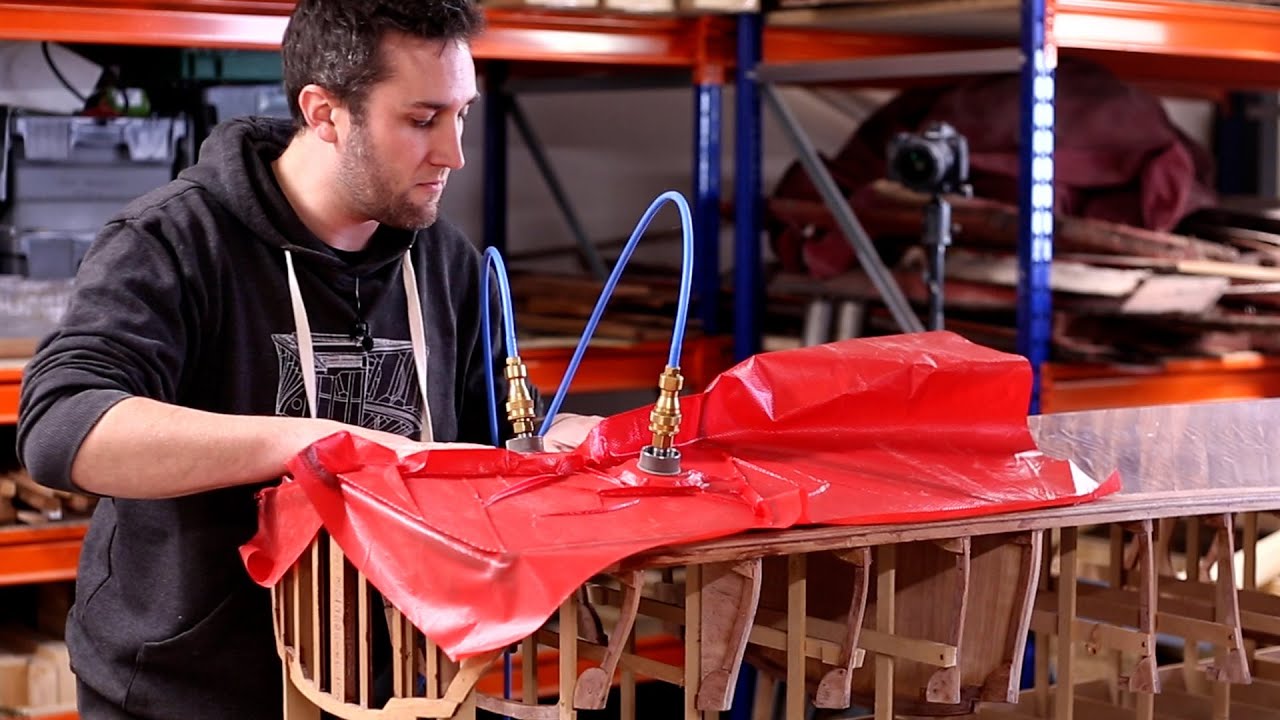 Vacuum Bagging Cold Moulded Planking Layer 2 Temptress 1/4 Scale Boat